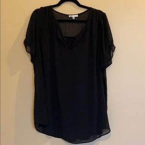 DR2 Sheer Polka Dot Short Sleeve Top 1X